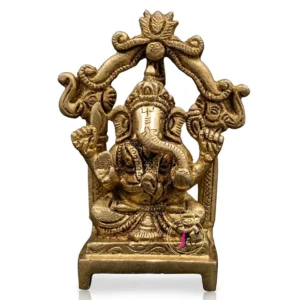Antique Brass Ganesha Idol with Prabhavali Arch